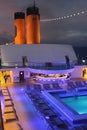Deck of cruise liner late evening Royalty Free Stock Photo