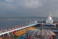 Deck of cruise liner and sea coast. Tarragona, Spain Royalty Free Stock Photo