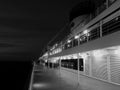 Deck of the cruise ship, night navigation Royalty Free Stock Photo