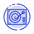 Deck, Device, Phonograph, Player, Record Blue Dotted Line Line Icon