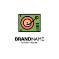 Deck, Device, Phonograph, Player, Record Business Logo Template. Flat Color