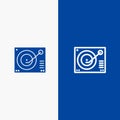 Deck, Device, Phonograph, Player, Record Line and Glyph Solid icon Blue banner Line and Glyph Solid icon Blue banner