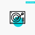 Deck, Device, Phonograph, Player, Record turquoise highlight circle point Vector icon