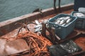 Deck of a fishing vessel with the tuna landing