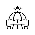 Black line icon for Deck, terrace and beach Royalty Free Stock Photo