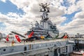 On the deck of the Intrepid Sea-Air-Space Museum, lots of different helicopter, NYC Royalty Free Stock Photo