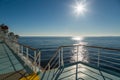 Deck of Mediterranean ferry heading towards the sun Royalty Free Stock Photo