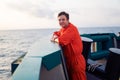 Deck Officer on deck of offshore vessel or ship Royalty Free Stock Photo