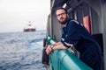 Deck Officer on deck of offshore vessel or ship Royalty Free Stock Photo