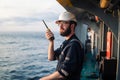 Deck Officer on deck of offshore vessel or ship Royalty Free Stock Photo