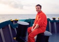 Deck Officer on deck of offshore vessel or ship Royalty Free Stock Photo