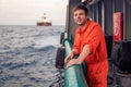 Deck Officer on deck of offshore vessel or ship Royalty Free Stock Photo