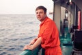 Deck Officer on deck of offshore vessel or ship Royalty Free Stock Photo