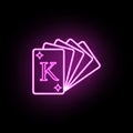 A deck of playing cards neon icon. Simple thin line, outline vector of casino icons for ui and ux, website or mobile application
