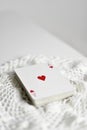 Deck of poker cards with the ace of hearts on top Royalty Free Stock Photo