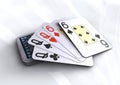 Deck of poker cards revealing full house hand. Royalty Free Stock Photo