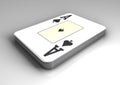 Deck of poker cards with top card as ace of spades on white table with reflection. Royalty Free Stock Photo