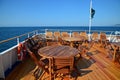 Deck for rest passenger tourist ship Lake Baikal Royalty Free Stock Photo