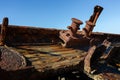 The deck and rusting remains of the shipwreck SS Maheno on the eastern Beach of Kgari-Fraser Island Royalty Free Stock Photo