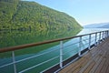 Deck of a ship as it cruises down the Sognefjord, Vestland county in Western Norway. Royalty Free Stock Photo