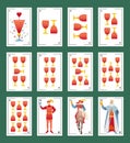 Deck of Spanish playing cards. Cups. From Ace to the figures of the Court Royalty Free Stock Photo