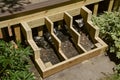 A partially constructed set of steps for a new composite deck are in place Royalty Free Stock Photo
