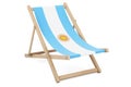 Deckchair with Argentinean flag. Argentina vacation, tours, travel packages, concept. 3D rendering Royalty Free Stock Photo