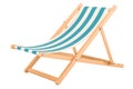 Deckchair with blue and white stripe pattern, 3D rendering