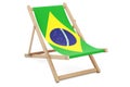 Deckchair with Brazilian flag. Brazil vacation, tours, travel packages, concept. 3D rendering Royalty Free Stock Photo