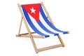 Deckchair with Cuban flag. Cuba vacation, tours, travel packages, concept. 3D rendering
