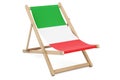 Deckchair with Italian flag. Italy vacation, tours, travel packages, concept. 3D rendering