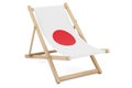 Deckchair with Japanese flag. Japan vacation, tours, travel packages, concept. 3D rendering