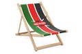 Deckchair with Kenyan flag. Kenya vacation, tours, travel packages, concept. 3D rendering