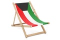 Deckchair with Kuwaiti flag. Kuwait vacation, tours, travel packages, concept. 3D rendering