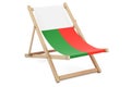 Deckchair with Madagascar flag. Madagascar vacation, tours, travel packages, concept. 3D rendering