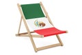 Deckchair with Mexican flag. Mexico vacation, tours, travel packages, concept. 3D rendering