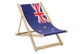 Deckchair with New Zealand flag. New Zealand vacation, tours, travel packages, concept. 3D rendering