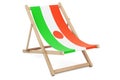 Deckchair with Niger flag. Niger vacation, tours, travel packages, concept. 3D rendering