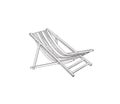 Deckchair outline drawing. Deck chair sketch. Summer holiday beach resort symbol