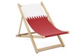 Deckchair with Qatari flag. Qatar vacation, tours, travel packages, concept. 3D rendering