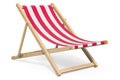 Deckchair with red and white stripe pattern, 3D rendering
