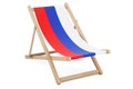 Deckchair with Russian flag. Russia vacation, tours, travel packages, concept. 3D rendering