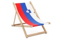 Deckchair with Slovenian flag. Slovenia vacation, tours, travel packages, concept. 3D rendering Royalty Free Stock Photo