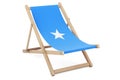 Deckchair with Somali flag. Somalia vacation, tours, travel packages, concept. 3D rendering