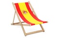 Deckchair with Spanish flag. Spain vacation, tours, travel packages, concept. 3D rendering