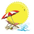 Deckchair and umbrella