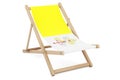 Deckchair with Vatican flag. Vatican vacation, tours, travel packages, concept. 3D rendering