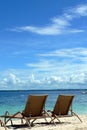 Deckchairs on Beach, Cebu, Philippines