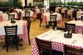 Decked table in restaurant interior.