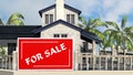 Deckhouse with palm trees and FOR SALE billboard Royalty Free Stock Photo